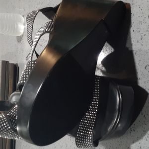 Black Wedge slingback